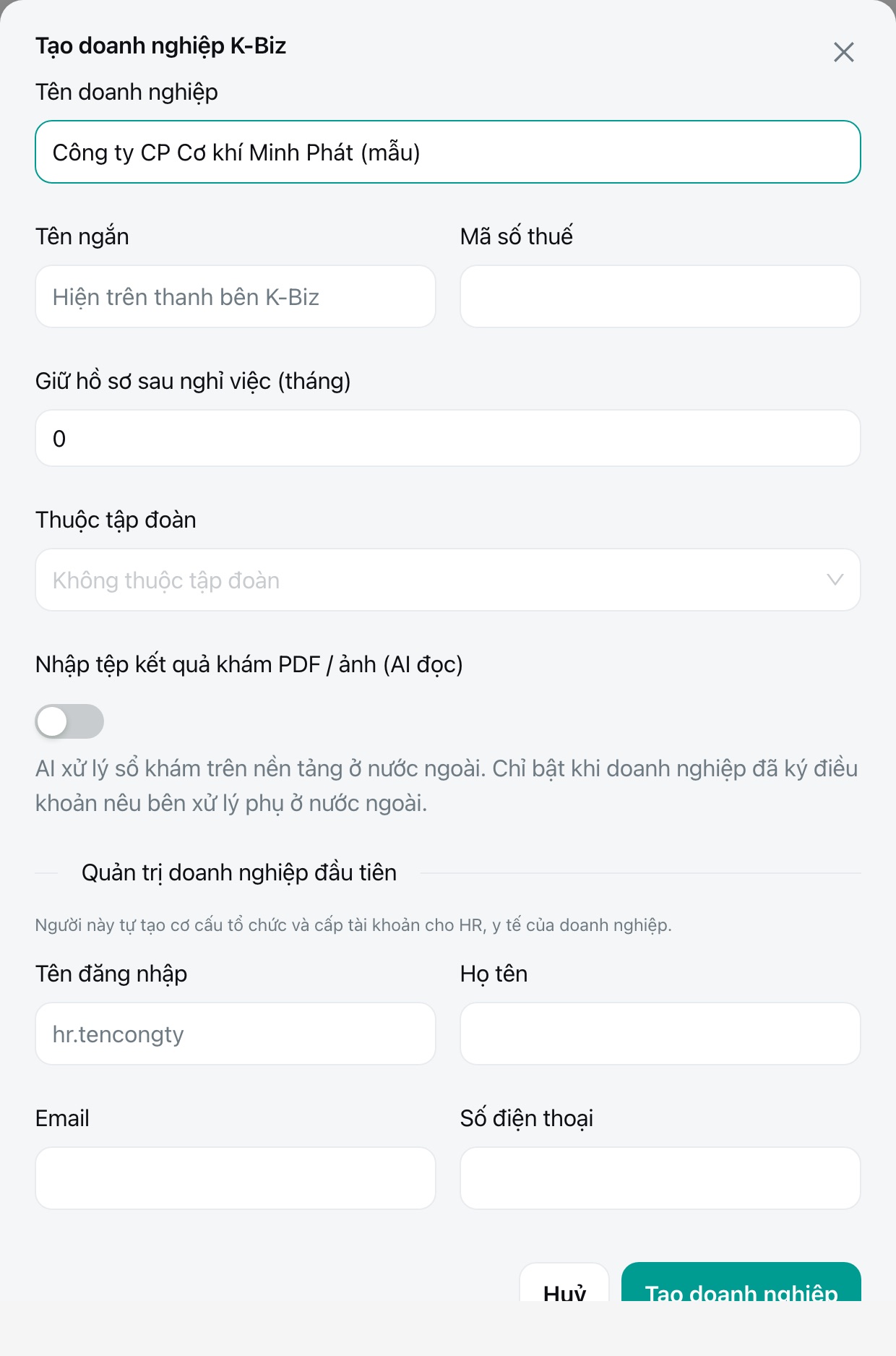 Tạo doanh nghiệp.