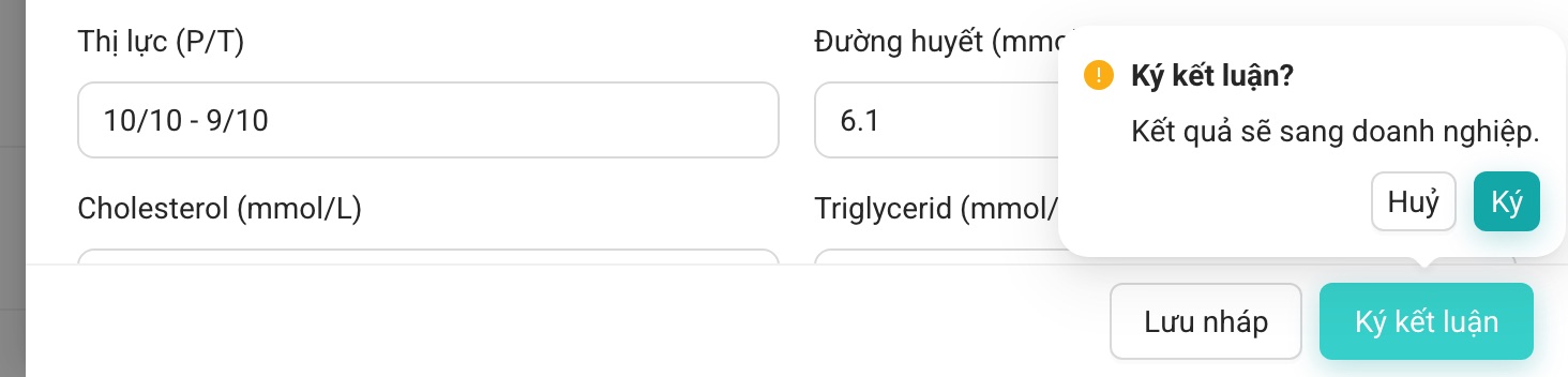 Xác nhận ký kết luận.