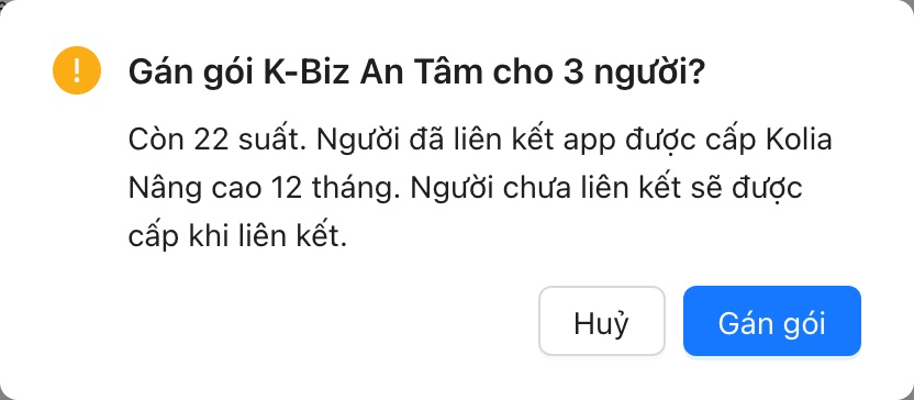 Xác nhận gán gói.