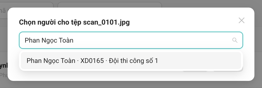 Chọn người cho tệp chưa ghép được.